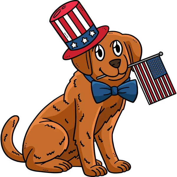 Cartoon Clipart Shows Patriotic Puppy Illustration — Stock Vector
