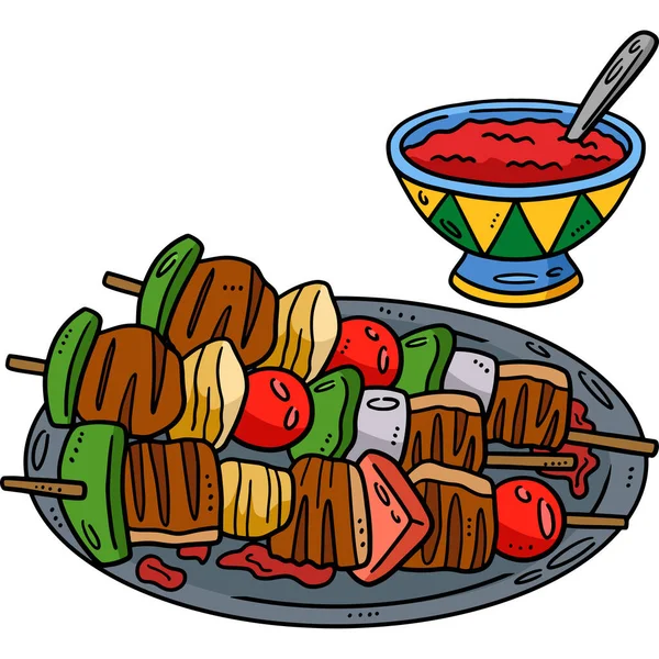 Deze Cartoon Clipart Toont Een Kebab Illustratie — Stockvector