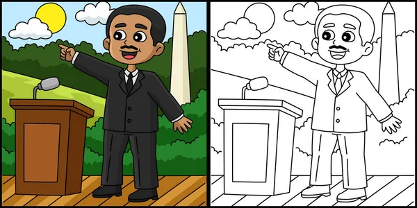 Esta Página Para Colorir Mostra Martin Luther King Juneteenth Lado — Vetor de Stock