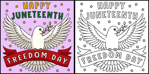 Színező Oldal Egy Boldog Juneteenth Freedom Day Mutat Illusztráció Egyik — Stock Vector