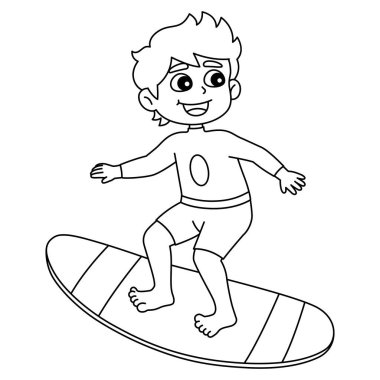Sörf yapan bir çocuğun sevimli ve komik renkli sayfası. Çocuklar için saatlerce boyama eğlencesi sağlıyor. Renk, bu sayfa çok kolay. Küçük çocuklar ve yeni yürümeye başlayanlar için uygun..