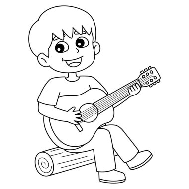 Gitar çalan bir çocuğun sevimli ve komik renkli sayfası. Çocuklar için saatlerce boyama eğlencesi sağlıyor. Renk, bu sayfa çok kolay. Küçük çocuklar ve yeni yürümeye başlayanlar için uygun..