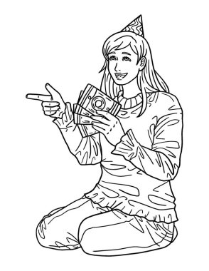 Servet zarfları olan bir kadının şirin ve güzel bir renkli sayfası. Yetişkinlere saatlerce boyama eğlencesi sağlar.