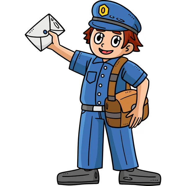 这个卡通片里有一个邮递员的插图 — 图库矢量图片