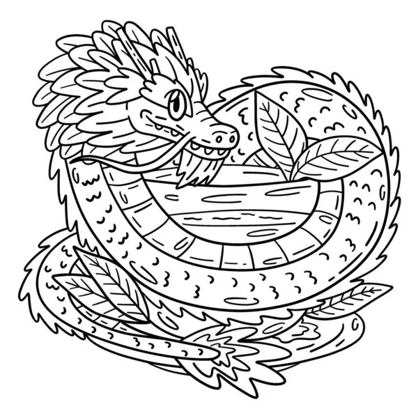 Eine Süße Und Lustige Malseite Einer Dragon Surrounding Tea Tasse — Stockvektor