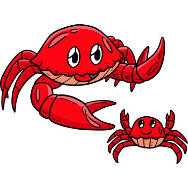 This cartoon clipart shows a Crabs illustration. clipart
