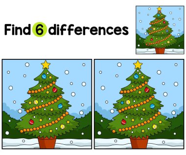 Noel Ağacı Çocukları aktivite sayfasındaki farklılıkları bul ya da bul. Çocuklar için eğlenceli ve eğitici bir bulmaca eşleştirme oyunu.