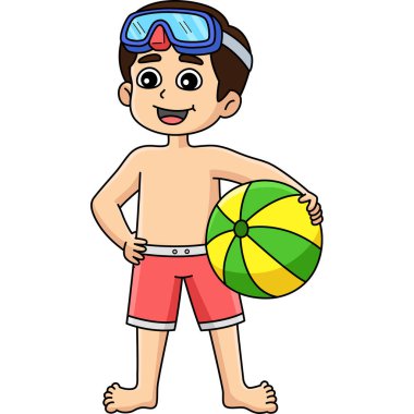 Bu karikatür, mayo giymiş bir çocuğu gösteriyor..