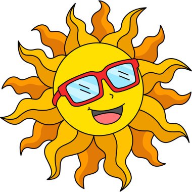 Bu karikatür, Mutlu Yaz illüstrasyonlu bir Güneş 'i gösteriyor.