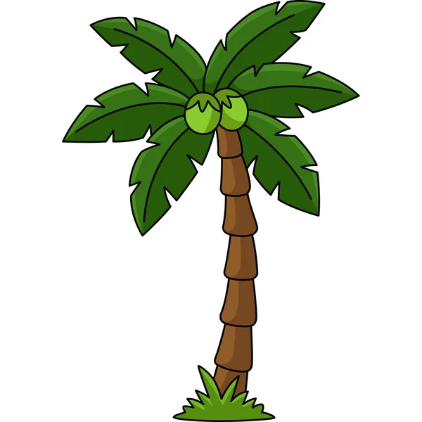 Cartoon Clipart Shows Coconut Tree Illustration — Stock Vector