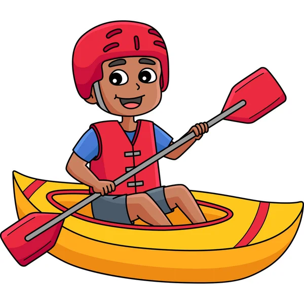 stock vector This cartoon clipart shows a Boy Kayaking illustration.