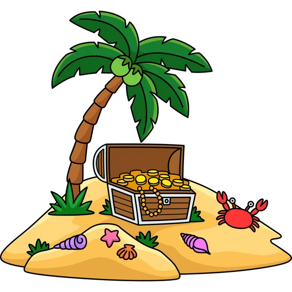 Tento Karikatura Kliparty Ukazuje Ostrov Léto Pokladnicí Ilustrace — Stockový vektor