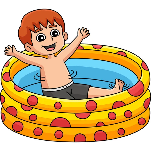 Dieser Cartoon Clip Zeigt Einen Jungen Schwimmbad Illustration — Stockvektor