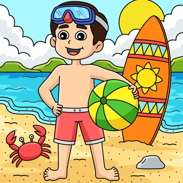 Dieser Cartoon Clip Zeigt Einen Jungen Badeanzug Outfit — Stockvektor