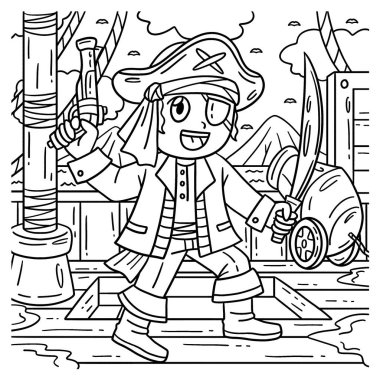 Silahlı Korsan ve Cutlass 'ın sevimli ve komik renkli sayfası. Çocuklar için saatlerce boyama eğlencesi sağlıyor. Renk, bu sayfa çok kolay. Küçük çocuklar ve yeni yürümeye başlayanlar için uygun..