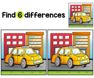Bu taksi araçları arasındaki farkları bul ya da tespit et. Çocuk aktivite sayfası. Çocuklar için eğlenceli ve eğitici bir bulmaca eşleştirme oyunu.