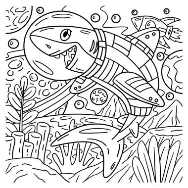 Uzay Köpekbalığının sevimli ve komik renkli bir sayfası. Çocuklar için saatlerce boyama eğlencesi sağlıyor. Renklendirmek için, bu sayfa çok kolaydır. Küçük çocuklar ve yeni yürümeye başlayanlar için uygun..