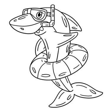 Şnorkel ve yüzüklü bir köpekbalığının şirin ve komik renkli bir sayfası. Çocuklar için saatlerce boyama eğlencesi sağlıyor. Renklendirmek için, bu sayfa çok kolaydır. Küçük çocuklar ve yeni yürümeye başlayanlar için uygun..