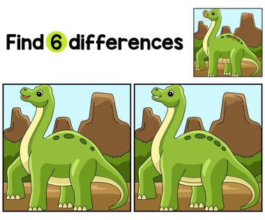 Brachiosaurus Dinozor Çocuklar aktivite sayfasındaki farklılıkları bul ya da gözlemle. Çocuklar için eğlenceli ve eğitici bir bulmaca eşleştirme oyunudur..