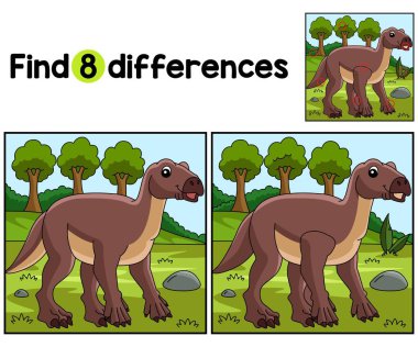 Iguanodon Dinozor Çocuklar aktivite sayfasındaki farklılıkları bul ya da gözlemle. Çocuklar için eğlenceli ve eğitici bir bulmaca eşleştirme oyunudur..
