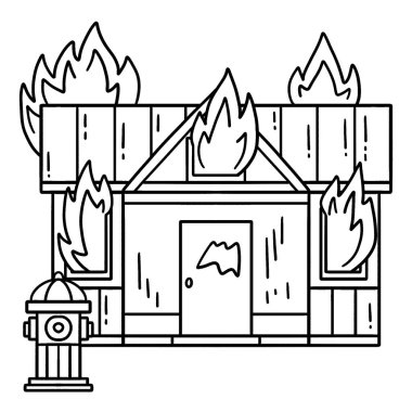 Yanan Ev 'in sevimli ve komik bir renkli sayfası. Yangın musluğuyla. Çocuklar için saatlerce boyama eğlencesi sağlıyor. Renklendirmek için, bu sayfa çok kolaydır. Küçük çocuklar ve yeni yürümeye başlayanlar için uygun..