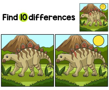 Find or spot the differences on this Hesperosaurus Dinosaur Kids activity page. It is a funny and educational puzzle-matching game for children. clipart