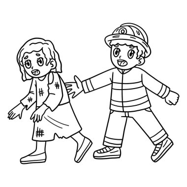 Bir itfaiyecinin hayatta kalan birine eşlik ettiği sevimli ve komik renkli bir sayfa. Çocuklar için saatlerce boyama eğlencesi sağlıyor. Renklendirmek için, bu sayfa çok kolaydır. Küçük çocuklar ve yeni yürümeye başlayanlar için uygun..