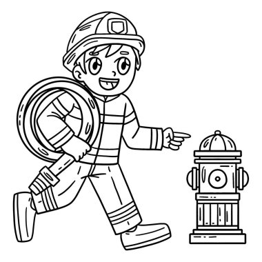 İtfaiyeci su hortumu ve yangın musluğunun sevimli ve komik renkli bir sayfası. Çocuklar için saatlerce boyama eğlencesi sağlıyor. Renklendirmek için, bu sayfa çok kolaydır. Küçük çocuklar ve yeni yürümeye başlayanlar için uygun..