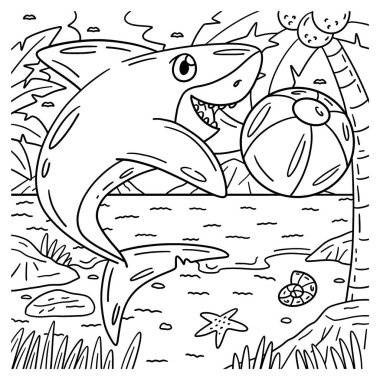 Bir Shark 'ın plaj topu oynadığı sevimli ve komik renkli bir sayfa. Çocuklar için saatlerce boyama eğlencesi sağlıyor. Renklendirmek için, bu sayfa çok kolaydır. Küçük çocuklar ve yeni yürümeye başlayanlar için uygun..