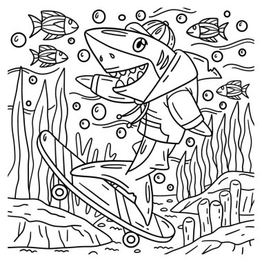 Köpekbalığı kaykayının sevimli ve komik renkli bir sayfası. Çocuklar için saatlerce boyama eğlencesi sağlıyor. Renklendirmek için, bu sayfa çok kolaydır. Küçük çocuklar ve yeni yürümeye başlayanlar için uygun..