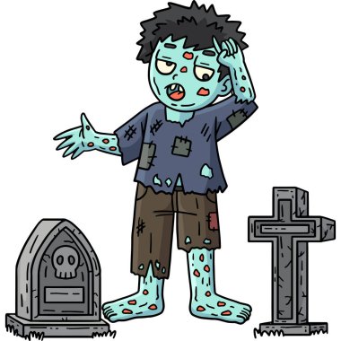Bu karikatür, bir Mezarlıktaki Zombi illüstrasyonunu gösteriyor..
