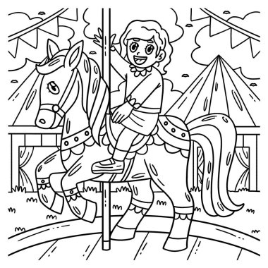 At Üstünde Sirk Çocuğu 'nun şirin ve komik renkli bir sayfası. Çocuklar için saatlerce boyama eğlencesi sağlıyor. Renklendirmek için, bu sayfa çok kolaydır. Küçük çocuklar ve yeni yürümeye başlayanlar için uygun.. 