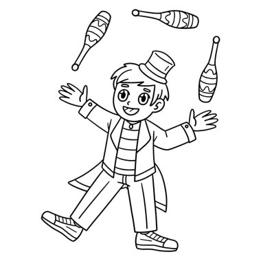 Sirk adamı jonglörünün sevimli ve komik renkli sayfası. Çocuklar için saatlerce boyama eğlencesi sağlıyor. Renklendirmek için, bu sayfa çok kolaydır. Küçük çocuklar ve yeni yürümeye başlayanlar için uygun..