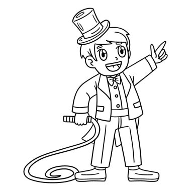 Kırbaçlı bir sirk müdürünün sevimli ve komik renkli sayfası. Çocuklar için saatlerce boyama eğlencesi sağlıyor. Renklendirmek için, bu sayfa çok kolaydır. Küçük çocuklar ve yeni yürümeye başlayanlar için uygun..