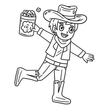 Kovboy kıyafetli bir sirkin sevimli ve komik renkli sayfası. Çocuklar için saatlerce boyama eğlencesi sağlıyor. Renklendirmek için, bu sayfa çok kolaydır. Küçük çocuklar ve yeni yürümeye başlayanlar için uygun..