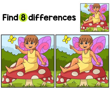 Mantar Çocuklar aktivite sayfasındaki farklılıkları bul ya da bul. Çocuklar için eğlenceli ve eğitici bir bulmaca eşleştirme oyunudur..