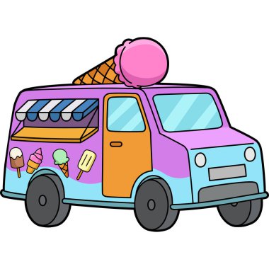 Bu karikatür parçası bir dondurma kamyonu çizimini gösteriyor.