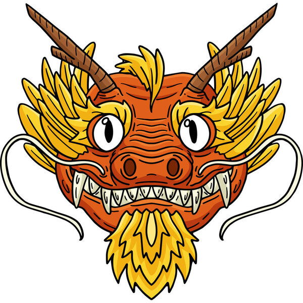 This cartoon clipart shows a Year of the Dragon Head illustration.