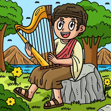 Bu karikatür, arp çizen Christian David 'i gösteriyor..