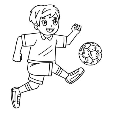 Futbol topunu tekmeleyen bir çocuğun sevimli ve komik renkli sayfası. Çocuklar için saatlerce boyama eğlencesi sağlıyor. Renklendirmek için, bu sayfa çok kolaydır. Küçük çocuklar ve yeni yürümeye başlayanlar için uygun.. 