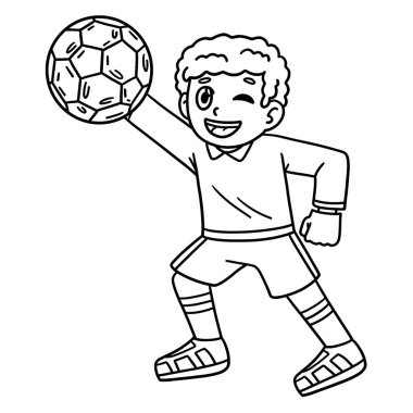 Futbolcu bir kalecinin sevimli ve komik renkli sayfası. Çocuklar için saatlerce boyama eğlencesi sağlıyor. Renklendirmek için, bu sayfa çok kolaydır. Küçük çocuklar ve yeni yürümeye başlayanlar için uygun.. 