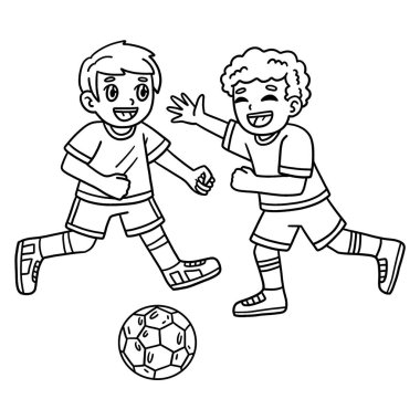 Futbol oynayan çocukların sevimli ve komik renkli sayfası. Çocuklar için saatlerce boyama eğlencesi sağlıyor. Renklendirmek için, bu sayfa çok kolaydır. Küçük çocuklar ve yeni yürümeye başlayanlar için uygun.. 