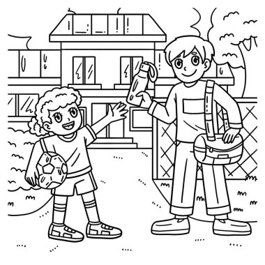 Ailesi olan bir futbolcu kızın sevimli ve komik renkli sayfası. Çocuklar için saatlerce boyama eğlencesi sağlıyor. Renklendirmek için, bu sayfa çok kolaydır. Küçük çocuklar ve yeni yürümeye başlayanlar için uygun.. 