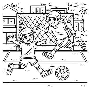 Futbol oynayan bir kızın sevimli ve komik renkli sayfası. Çocuklar için saatlerce boyama eğlencesi sağlıyor. Renklendirmek için, bu sayfa çok kolaydır. Küçük çocuklar ve yeni yürümeye başlayanlar için uygun.. 