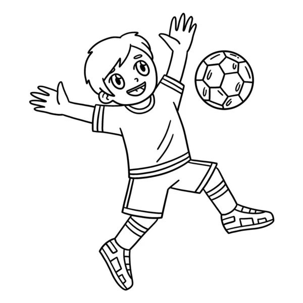 Søt Morsom Fargeside Boy Bouncing Soccer Ball Fra Brystet Hans – stockvektor