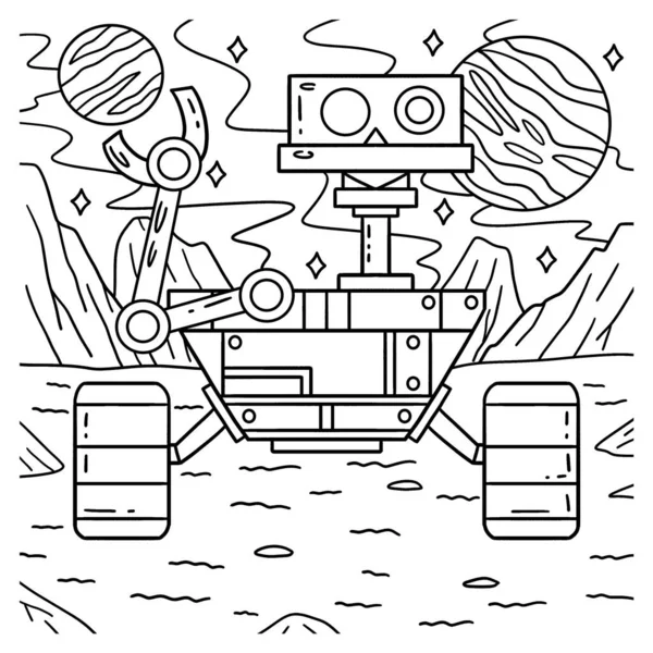 Søt Morsom Fargeside Rover Robot Gir Timer Med Fargemoro Barn – stockvektor