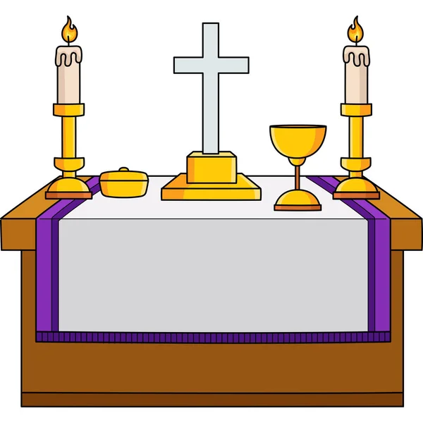 stock vector This cartoon clipart shows an Altar Table illustration.
