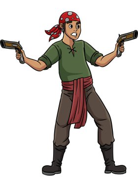 Bu karikatür, silahlı bir korsanı gösteriyor..