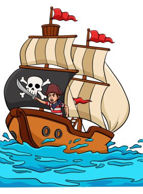 Bu karikatür bir Korsan Gemisi çizimini gösteriyor.