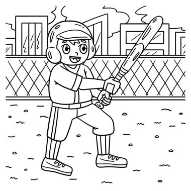 Beyzbol oynayan bir çocuğun sevimli ve komik renkli sayfası. Çocuklar için saatlerce boyama eğlencesi sağlıyor. Renklendirmek için, bu sayfa çok kolaydır. Küçük çocuklar ve yeni yürümeye başlayanlar için uygun..